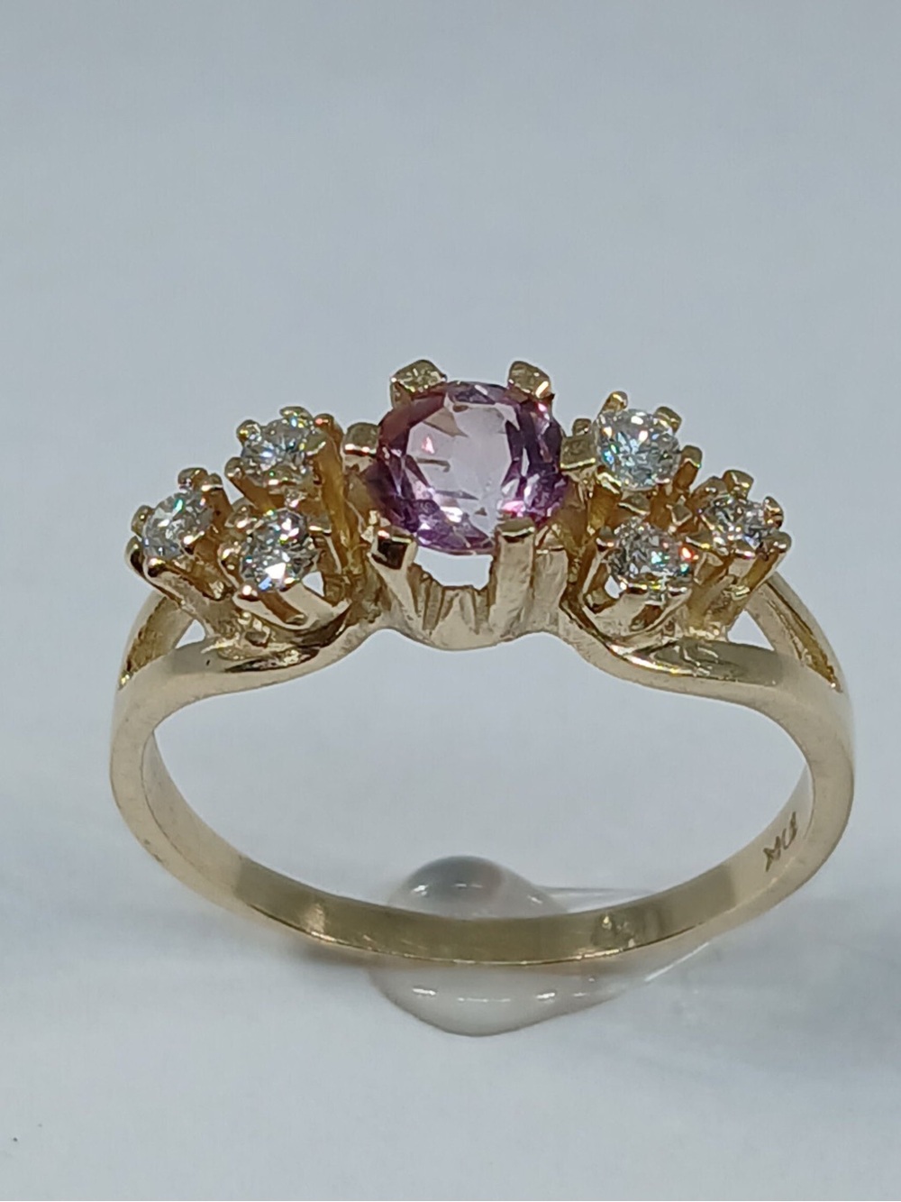 10K Gold Pink Tourmaline and Diamond Cluster Ring